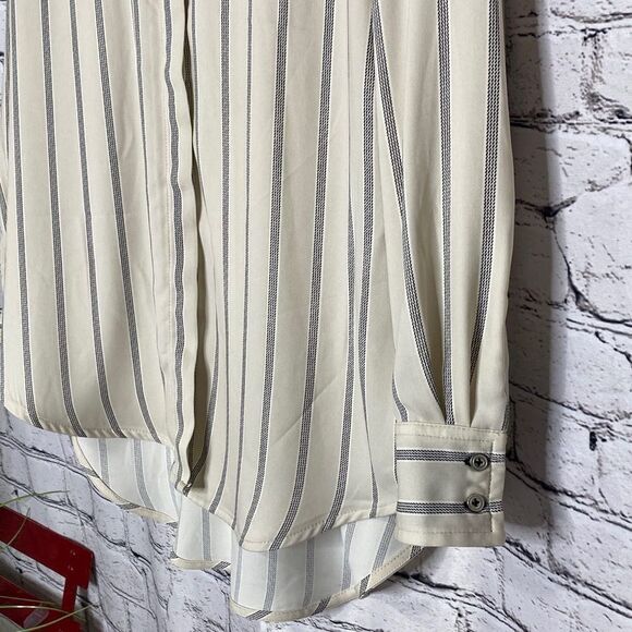 Rachel Zoe Oversized Button Down Hi-Low Striped Shirt M - Picture 6 of 16